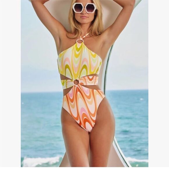 BECCA Whirlpool Margot High Neck One-Piece Multi Size Large - Picture 1 of 10